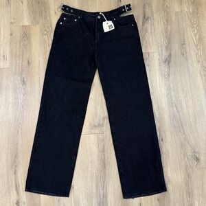 SER.O.YA Christy Double Waist Cutout Straight Leg Jeans Stone Black 28x34 NWT